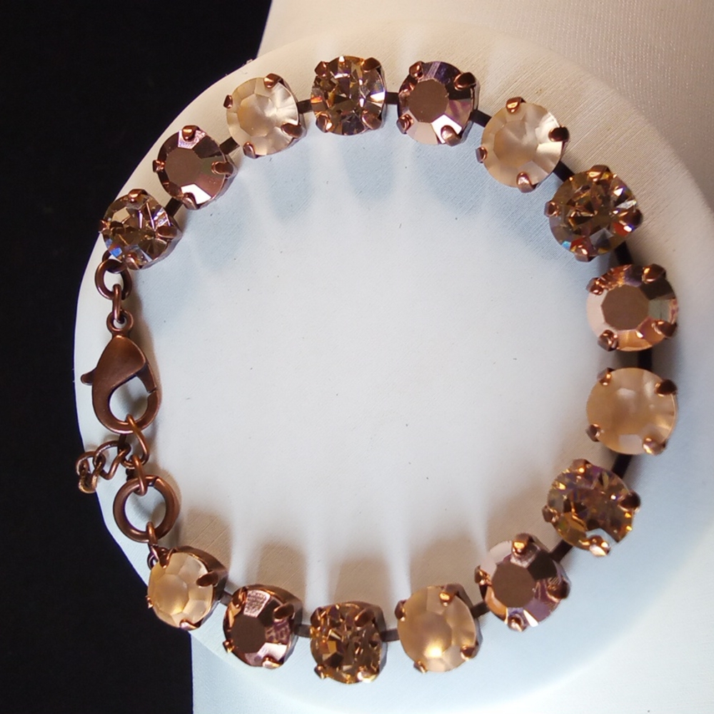 Swarovski Gold Quartz Matte and Mettalic Bracelet on Antique Copper